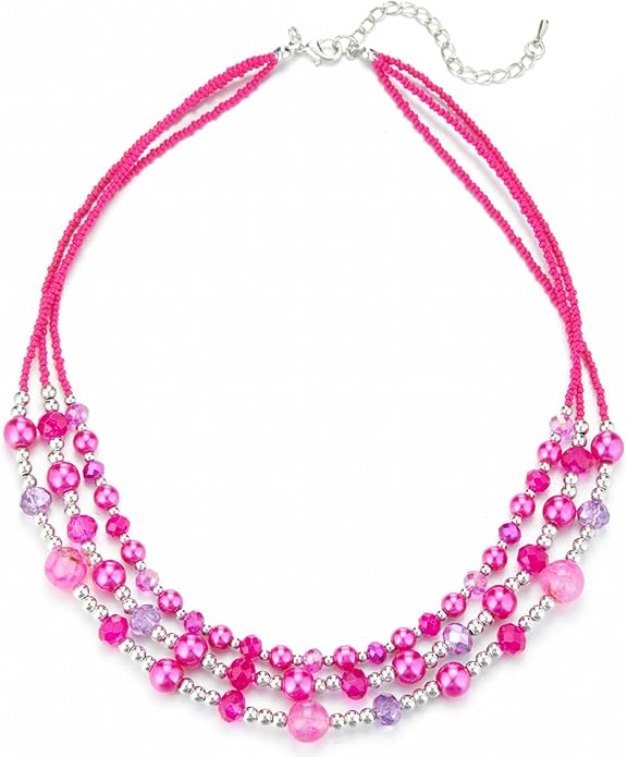 Noessla Beaded Statement Necklaces for Women Layered Chunky Bead Necklace Fashion Costume Jewelry Gifts for Mom