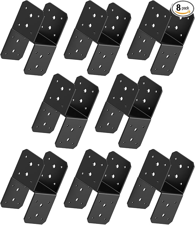 4x4 Post Bracket Kit for Wood Posts, Beams | Inner Size 3.5" x 3.5", Heavy-Duty by AnobeyiHardware