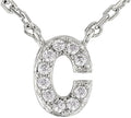 JTV Sterling Silver Initial Necklace for Women, 0.13 CTW White Cubic Zirconia Letter Pendant, Rhodium-Plated, Personalized Monogram Jewelry, Gift Box Included, 18”