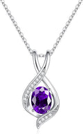 SMILEST Valentines Day Gifts for Her - 925 Sterling Silver Oval Sparkle Birthstone Necklace, Infinity Pendant Necklace Anniversary Birthday Gifts for Women Wife Girlfriend Mom Birthstone Necklace