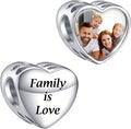Annmors Personalized Photo Charms For Bracelets/Necklace 925 Sterling Silver Love Heart Shaped Engraved Customize Picture Gift for Birthday Mother's Day,Bead Charms Jewelry for Women