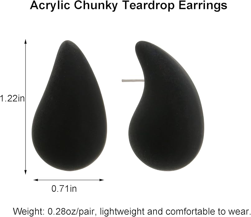 Chunky Acrylic Hoop Earrings, Lightweight Waterdrop Hoops Earrings, Hypoallergenic Trendy Jewelry for Women