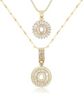 Letter Necklace 14k Gold Plated Bling Dainty Necklaces Trendy Chunky Custom Name Necklace Personalized Round Circle Pendant Zirconia Letters Name Crystal Jewelry Gifts for Women