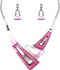 SFE Irregular Enamel Triangle Shape shell Collar Bib Bohemian Boho Statement Necklace Earrings Fashion Costume Jewelry Set for Women