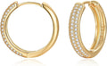 Gold Earrings for Women Girls,14K Gold Plated Hoop Earrings with 925 Sterling Silver Post Cubic Zirconia Stud Earring Huggie Hoops Earrings