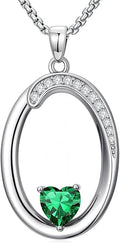 Valentines Day Gifts for Women Alphabet A to Z Initial Birthstone Pendant Necklaces for Women - 18k White Gold Plated Personalized Name Jewelry Valentine Mothers Day Birthday Gifts for Women Her Girlfriend