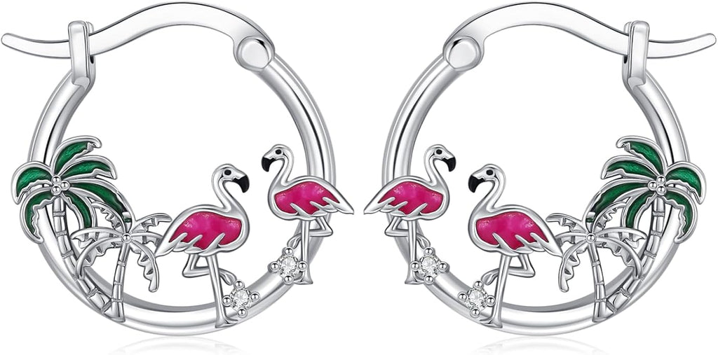 JUSTKIDSTOY Hypoallergenic Panda/Unicorn/Hummingbird/Dolphin Hoop Earrings for Women 925 Sterling Silver Animal Huggie Hoop Earrings Jewelry Gifts for Sensitive Ears