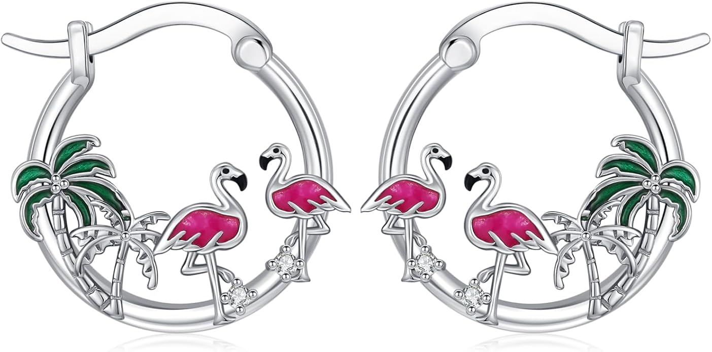 JUSTKIDSTOY Hypoallergenic Panda/Unicorn/Hummingbird/Dolphin Hoop Earrings for Women 925 Sterling Silver Animal Huggie Hoop Earrings Jewelry Gifts for Sensitive Ears