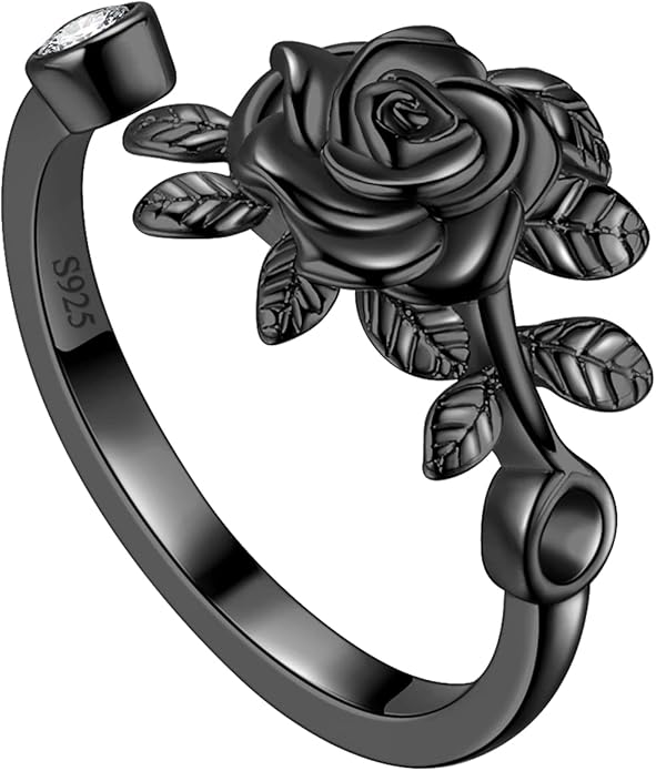 925 Sterling Silver Rose Flower Ring - Adjustable, Elegant Promise Ring for Women & Girls - Perfect for Birthday & Wedding Gifts