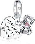 925 Sterling Silver Charms Fit Pandora Charms Bracelet God Has You In His Arms I Have You In My Heart Fit Wife Daughter Mother's Day Christmas Birthday Gift