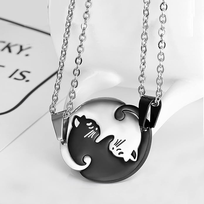 Couple Heart Or Cat BFF Best Friend for Girls Puzzle Friendship Pendant Necklaces,316L Stainless Steel