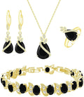 LMXXVJ Jewelry Set for Women,Teardrop Cubic Zirconia Necklace Earrings Adjustable Ring Bracelet Jewelry Set Formal Jewelry Gift