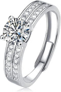 S925 Sterling Silver Adjustable Anniversary Rings for Women,1 Carat Diamond Ring D-color VVS1,Stylish Engagement Gifts for Your Loved One