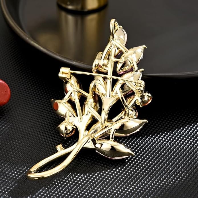 Leaf Brooches Rhinestone Freshwater Pearls Ginkgo Leaves Brooch Pin 18k Gold Plated Leaves Lapel Pins Jewelry Valentine's Day Birthday Gifts for Women Girls