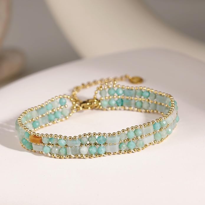Crystal Bracelet for Women Healing Boho Stackable Bracelets Stack Dainty Energy Chakra Gemstone Natural Stone Beaded Layered Summer Vacation Beach Handmade Jewelry for Women