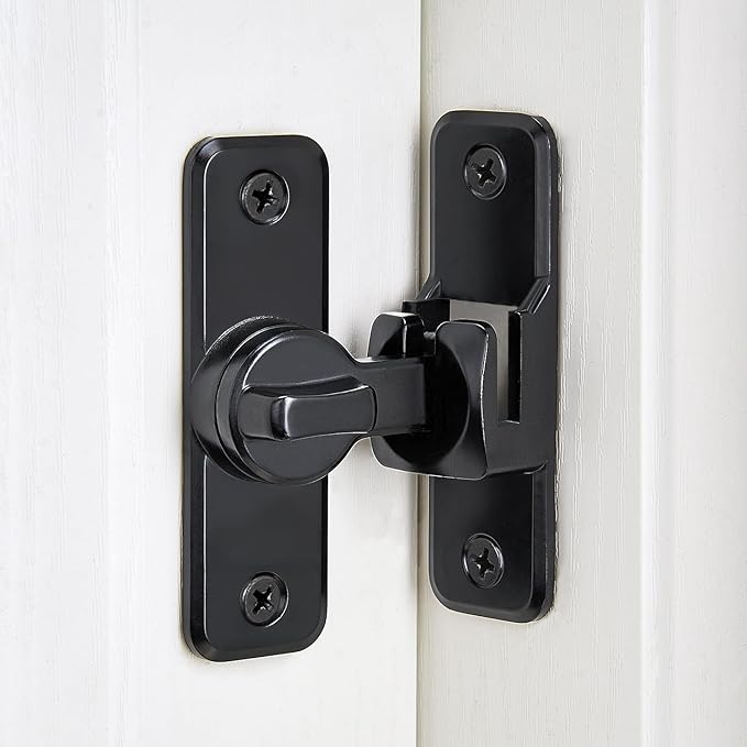 2 Pcs Black 90/180 Degree Flip Latch, Zinc Alloy Barn Door Latch | Right Angle - Image 3