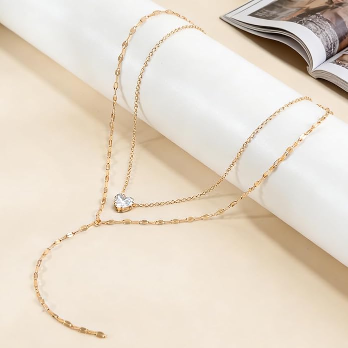 Necklace for Women, Dainty Long 14K Gold Y-Shaped Necklace Jewelry Trendy Beaded Layered Chain Drop Necklaces Jewelry Women Gifts