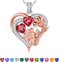 Iefil Valentines Day Gifts for Her - 925 Sterling Silver Birthstone Necklace for Women, Anniversary Birthday Gifts for Wife Girlfriend Mom