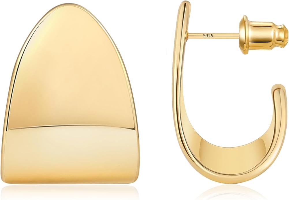Gacimy Chunky Earrings for Women, Teardrop Earrings with 925 Sterling Silver Post, 14K Gold Plated Statement Drop for Women