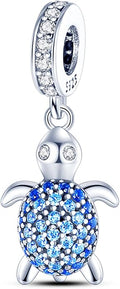 925 Sterling Silver Charms Bead for Bracelets Necklaces, Star Moon Crescent Sun Solar Pendent, Blue Ocean Starfish Shells Turtle Crab Starry Sea Cute Jewelry Birthday Gifts for Women Men