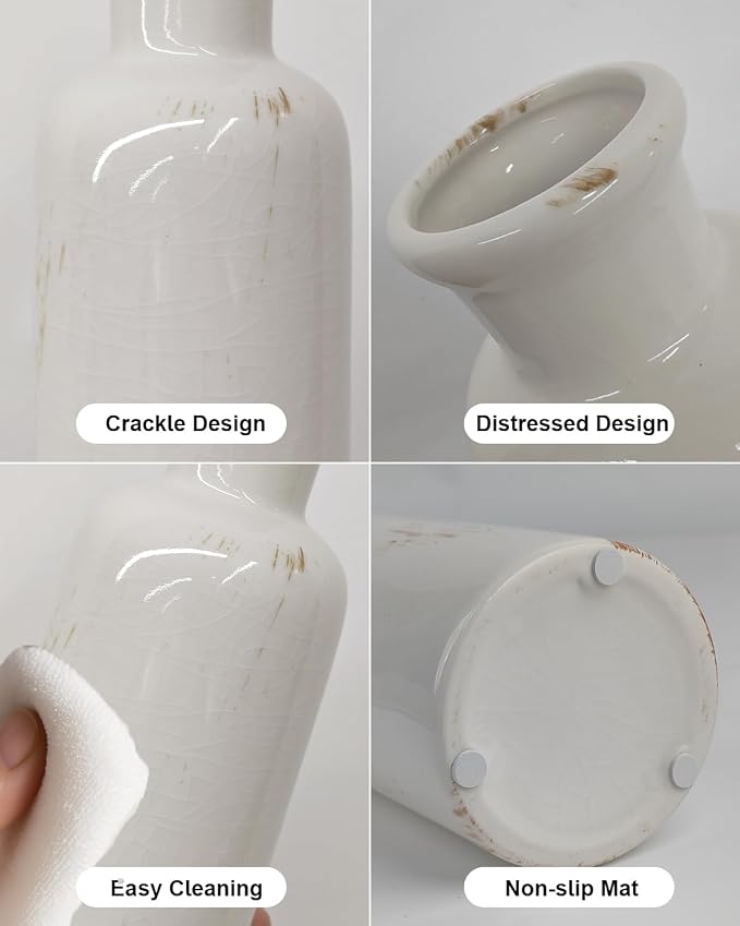 White Ceramic Vase Set of 3, Vintage Vases - Image 3