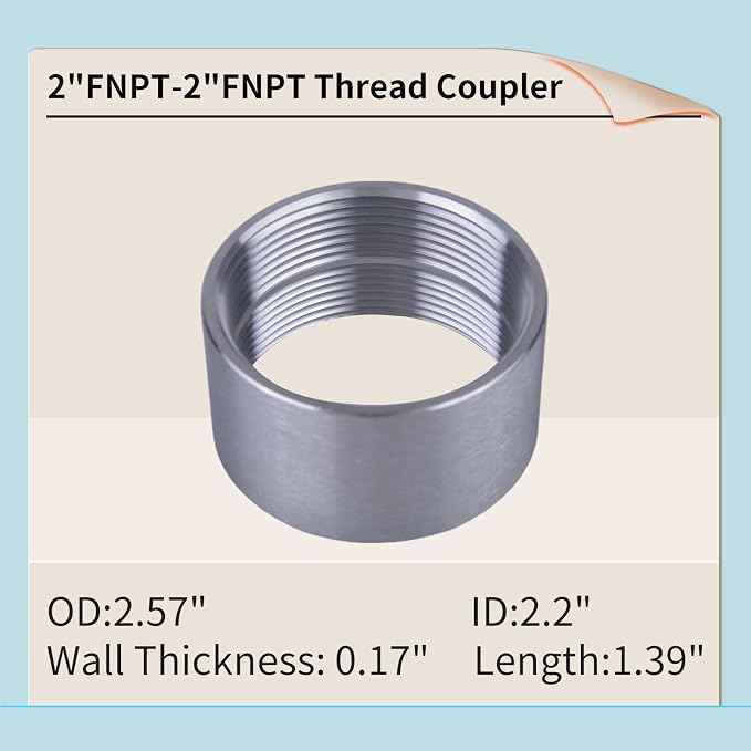 304 Stainless Steel 2 Inch NPT Female Thread Weld On Pipe Fitting Bung 2" NPT - Image 2