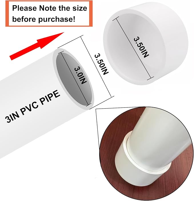 2 Pack 3"PVC Pipe End Cap Fitting Schedule 40 Furniture Grade 3" PVC Pipe Plug - Image 2