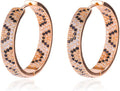 Rose Gold Hoop Earrings for Women, 925 Silver-Plated Thickened Hypoallergenic Earrings, CZ Black Gemstone-Inlaid Earrings - Women's Fashion Jewelry