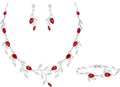 EVER FAITH Wedding Jewelry for Bride Women Bridesmaid, Sparkly Cubic Zirconia Pear-Shaped Birthstone Leaf Necklace Earrings Set for Prom