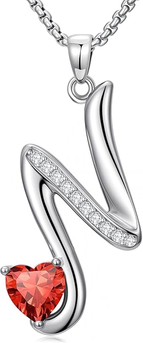 Valentines Day Gifts for Women Alphabet A to Z Initial Birthstone Pendant Necklaces for Women - 18k White Gold Plated Personalized Name Jewelry Valentine Mothers Day Birthday Gifts for Women Her Girlfriend