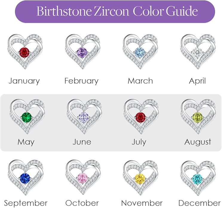 CDE Forever Love Heart Stud Earrings for Women, 925 Sterling Silver Birthstone Heart Stud Earrings Christmas Day Mother's Day Gift Anniversary Birthday Jewelry Gifts for Women Wife Her