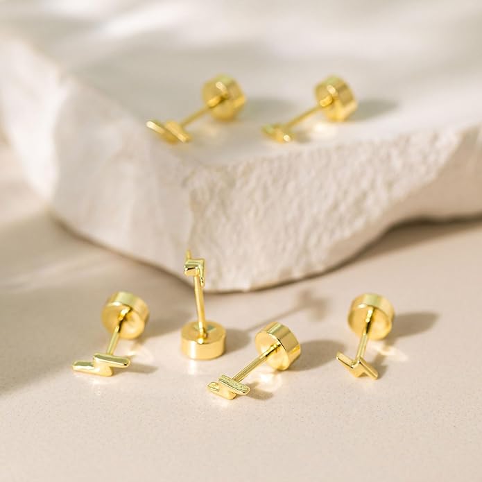 VRIUA 20G Tiny Flat Back Earrings for Women - 14K Gold/Silver Plated Small Flat Back Stud Earrings Hypoallergenic Cartilage Helix Piercing Jewelry