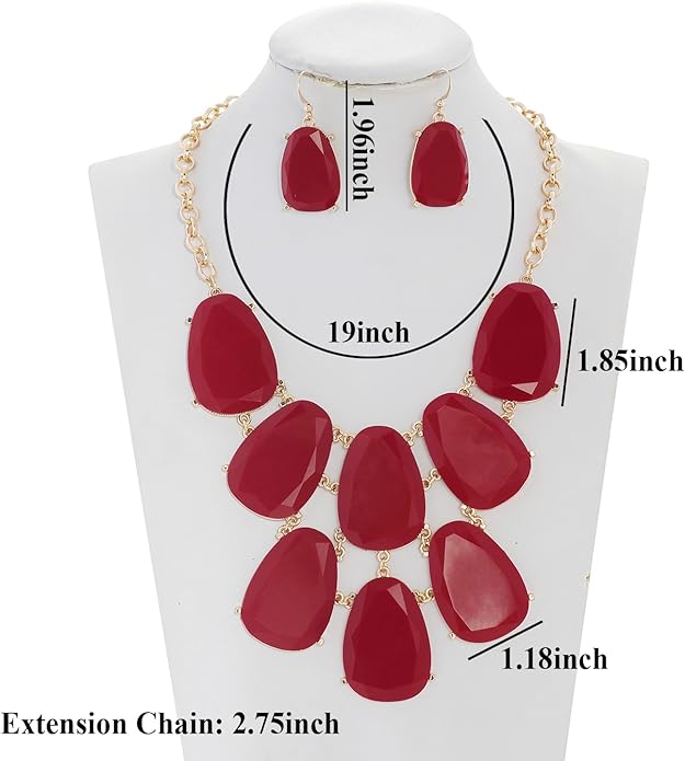 Firstmeet Chunky Bubble Statement Collar Necklace with Earrings for Women