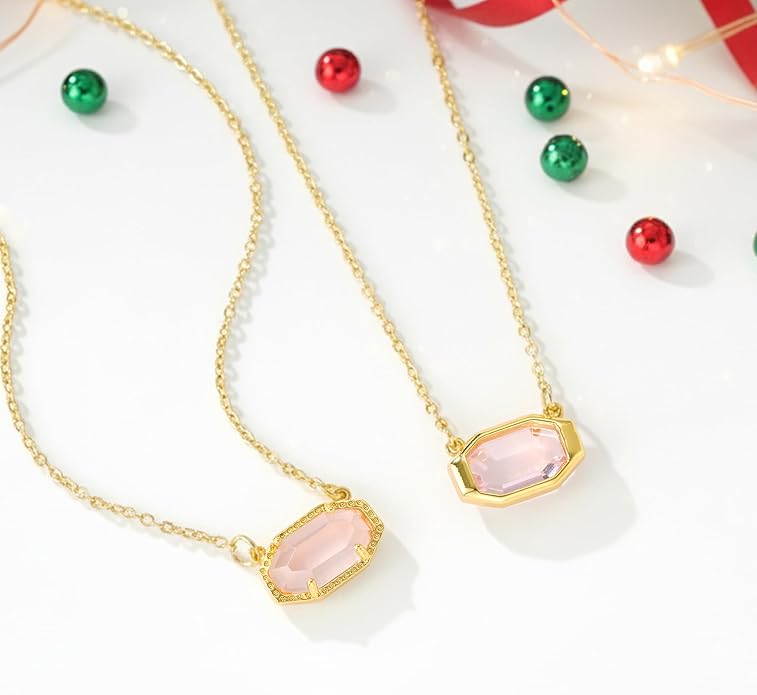 Birthstone Necklace for Women 14K Gold Plated Dainty Pendant Teen Trendy Stuff Jewelry Gift Chain 17+3 Inch