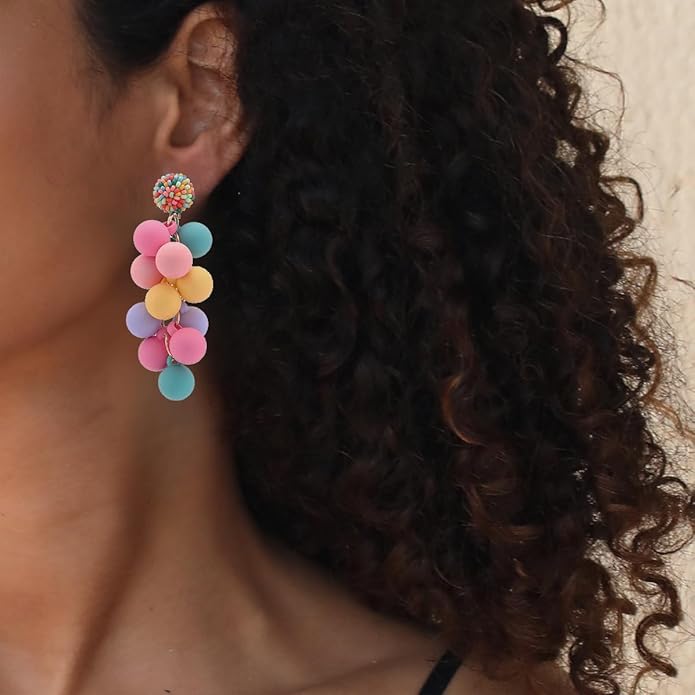 Acrylic ball Beads Dangle Earrings for Women,Colorful Statement Earring Cute Candy Colored Drop Dangle Geometric Jewelry Earrings For Gift Party