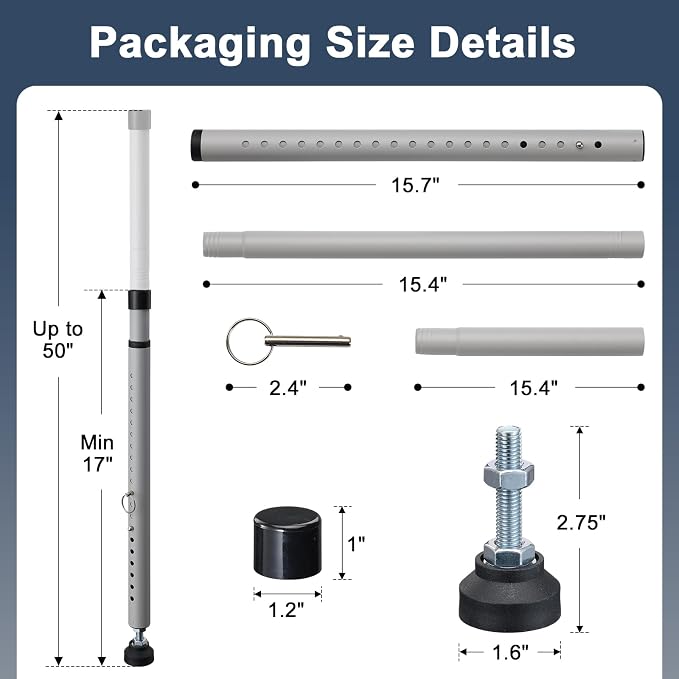 Sliding Door Security Bar, 17.7-50.5inch Heavy Duty Adjustable Sliding Patio - Image 7