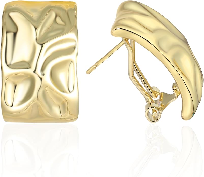 Mytys Two Tone Huggie Hoop Earrings Cross Over Design Twisted Rope Silver Gold Statement Wide Band Clip On Hoops for Women Fashion Jewelry Gift