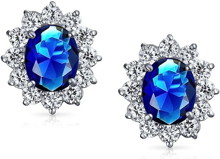 Traditional Classic Bridal Simulated Gemstones Cubic Zirconia AAA CZ Halo Crown Oval Stud Clip On Earrings For Women Wedding Non Pierced Ears Rose Gold Silver Plated