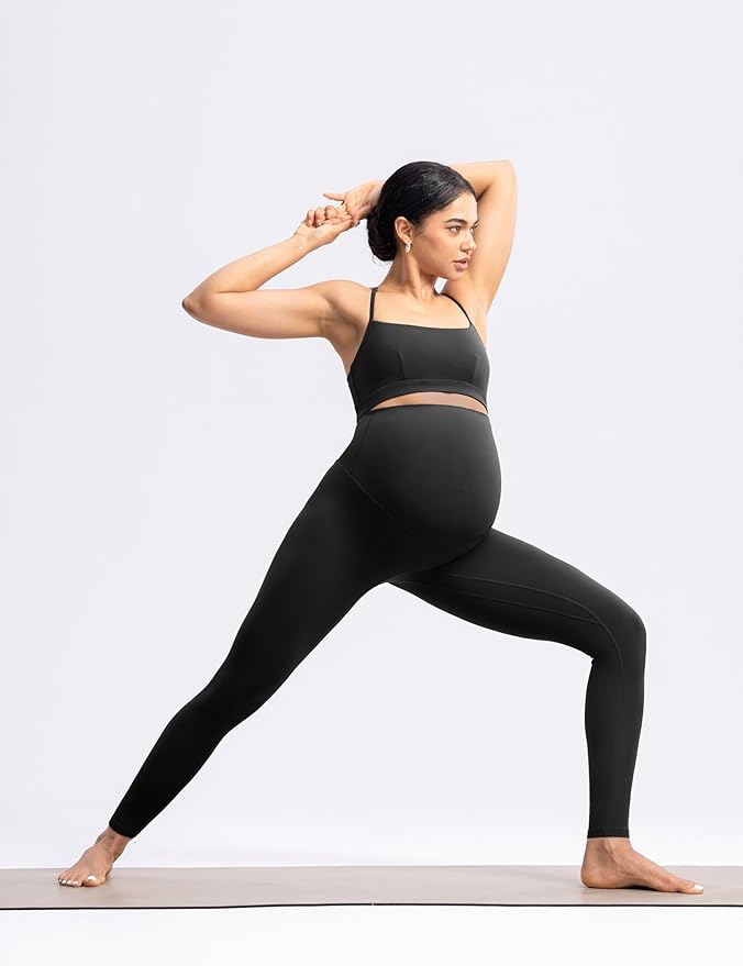 POSHDIVAH Women's Creamluxe Maternity Leggings 25"/28" Over The Belly Pregnancy Yoga Pants Active Workout Leggings