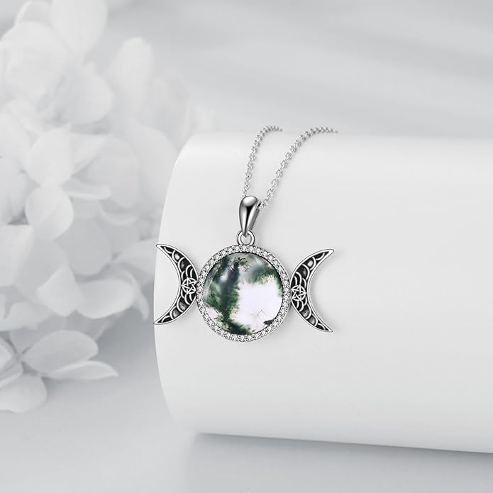 TIGER RIDER Moon Cat Necklace 925 Sterling Silver Blue Butterfly Black Jewelry Gifts Birthday Christmas Gifts for Women Wife Cat Lovers