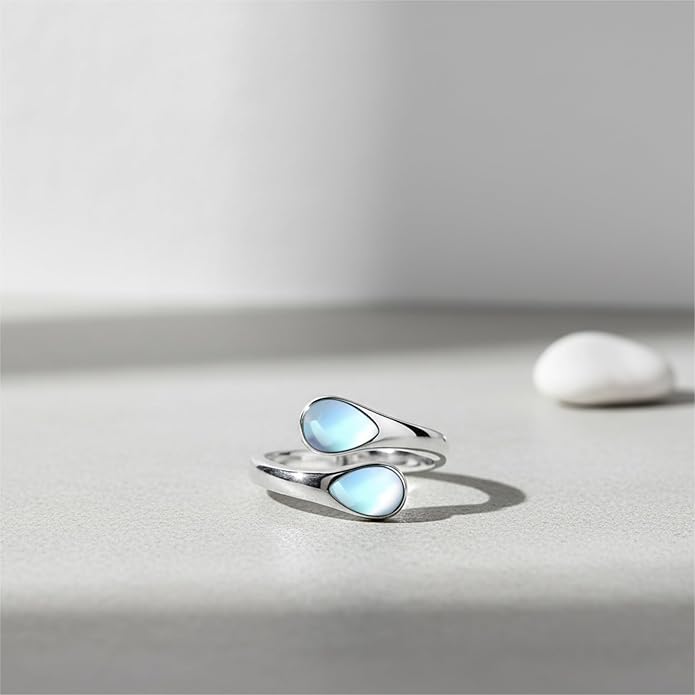 Rings for Women S925 Sterling Silver Moss Agate/Turquoise/Moonstone/Malachite Jewelry Rings Gift for Valentine Day