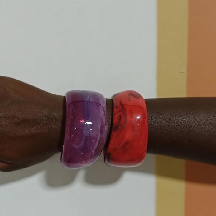Acrylic Chunky Bangle Bracelets for Women, Irregular Acrylic Resin Bangle Geometric Cuff Wide Statement Jewelry Set