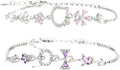 2 Pcs Rhinestone Charm Bracelet Set for Women,Cute Design Adjustable Bracelets for Everyday & Special Occasions