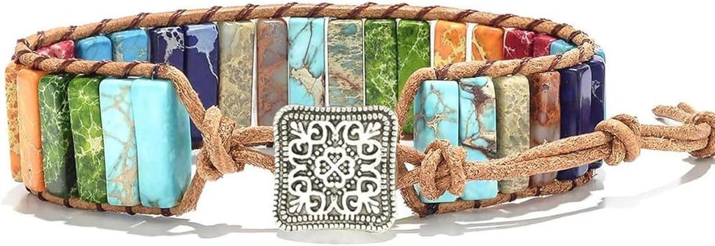 ZOSOJONA 7 Chakra Bracelet Bohemian Handmade Leather Wrap Healing Protection Natural Stone Yoga Beaded Bracelets Boho Friendship Jewelry