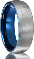 Tungsten Carbide Rings for Men Women 7MM Black Golden/Silvery Blue Men's Engagement Wedding Bands Matte Brushed and High Polish