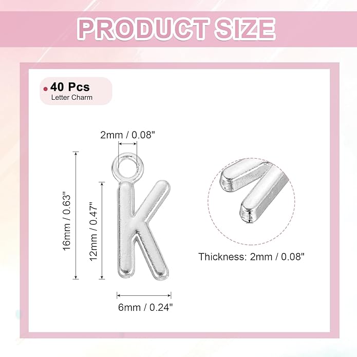 uxcell Letter Charm, Alloy Letter Initial Alphabet Charm for DIY Crafts Jewelry Making Bracelet Earrings Necklace