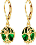 DOVRAN 10K 14K Solid Gold Leverback Earrings for Women Real Yellow Gold Filigree Dangle Earrings Trendy Jewelry Birthday Christmas Gifts for Wife Mom