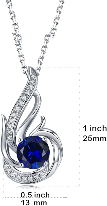 Birthstone Necklace for Women 925 Sterling Silver Phoenix Charm Necklace Birthday Anniversary Christmas Fine Jewelry Gifts for Women Mother Her, Adjustable Chain