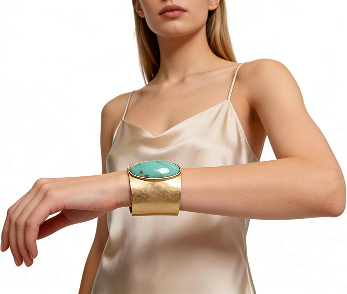 Gold Cuff Bracelet for Women Silver Beaded Bracelets Open Bangle Stackable Stretch Bead Bracelet Boho Jewelry Gifts for Wife Couple