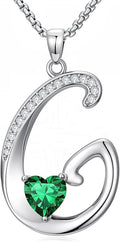 Valentines Day Gifts for Women Alphabet A to Z Initial Birthstone Pendant Necklaces for Women - 18k White Gold Plated Personalized Name Jewelry Valentine Mothers Day Birthday Gifts for Women Her Girlfriend